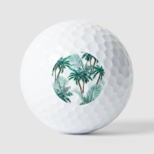 Tropical Palm: Watercolor Jungle Pattern. Golf Balls
