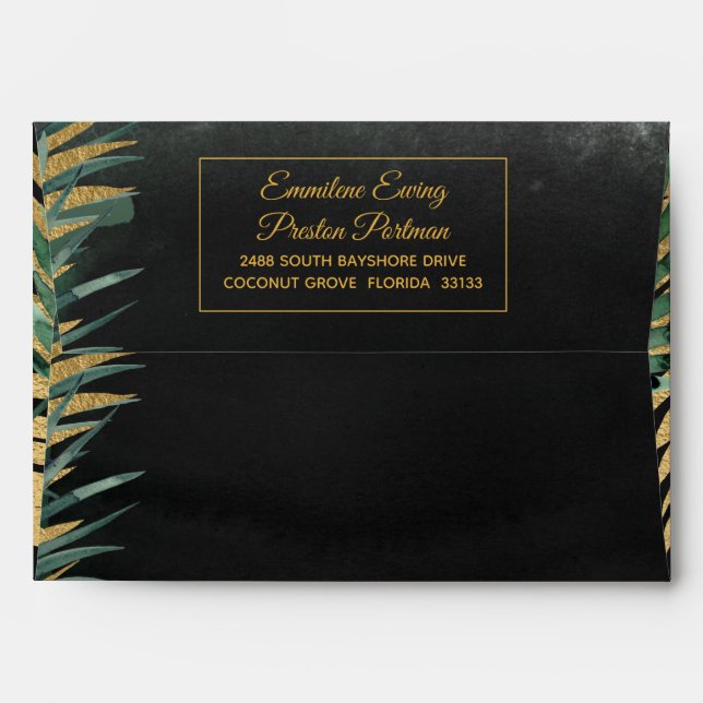 Tropical Palm Wedding 5 x 7 Inch Invitation Envelope (Back (Top Flap))
