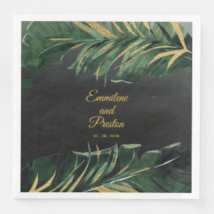 Tropical Palm Wedding 8" Square Dinner Napkins