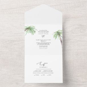 Tropical Palm Wedding All In One Invitation
