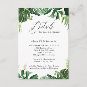 Tropical Palm Wedding Details Enclosure Card