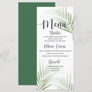 Tropical Palm Wedding Dinner Menu