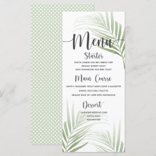 Tropical Palm Wedding Dinner Menu