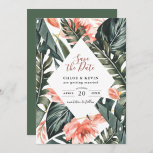 Tropical Palm Wedding Flat Save The Date Card