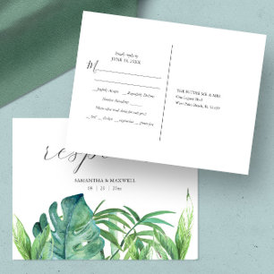 Tropical Palm Wedding Meal Choice RSVP Postcard