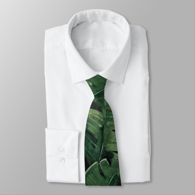 Tropical Palm Wedding Neck Tie 2 (Tied)