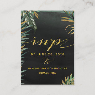 Tropical Palm Wedding Online RSVP & Details Mighty Business Card