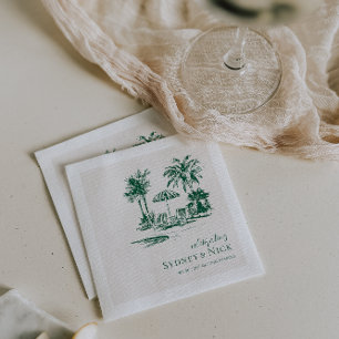 Tropical Palm Wedding Personalised Napkin