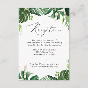 Tropical Palm Wedding Reception Enclosure Card