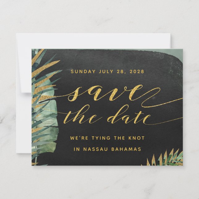 Tropical Palm Wedding Save The Date (Front)