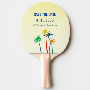 Tropical Palm Wedding Save The Date Invitation Ping Pong Paddle