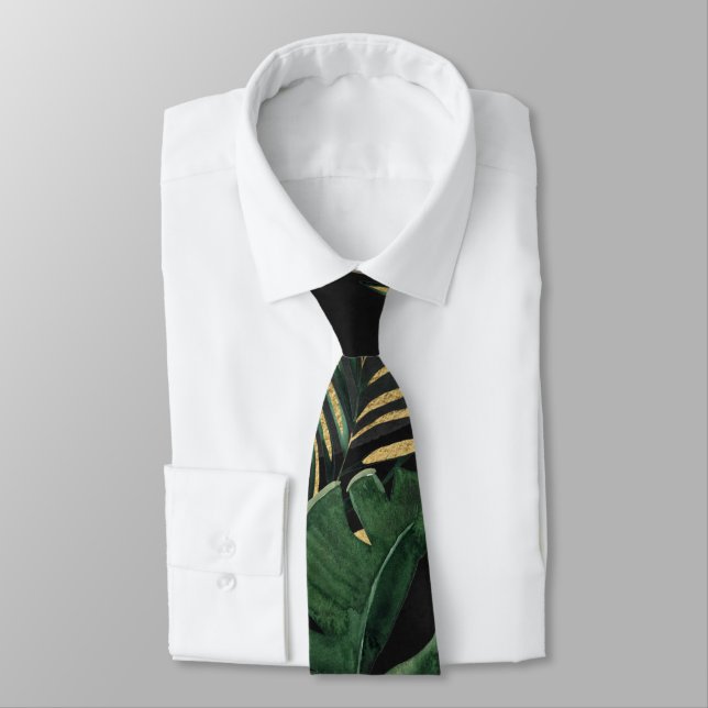 Tropical Palm Wedding Tie (Tied)