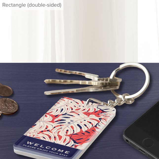 Tropical Palm | Welcome | Vacation Rental Key Ring (Creator Uploaded)