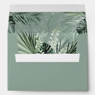 Tropical Palm & White Floral - Mint Green 2W Envelope