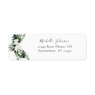 Tropical Palm & White Floral Return Address 3