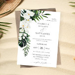Tropical Palm & White Floral Wedding 2 Invitation<br><div class="desc">Get your guests ready for your fabulous wedding with your Tropical Palm & White Floral Wedding invitations.  Modern style and elegant. Check out our Tropical Palm & White Floral collection for more wedding invitation design options.</div>