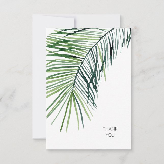 Tropical Palm White Wedding Thank You (Front)