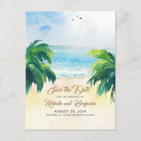 Tropical Palms Beach Romantic Save the Date