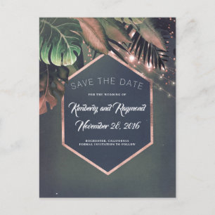 Tropical Palms Beach Save the Date Announcement Postcard