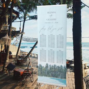 Tropical Palms & Beach Wedding Seating Chart Retractable Banner