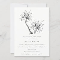 Tropical Palms Black White Sketch Bridal Shower
