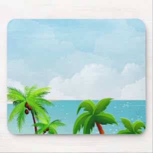 Tropical Palms Blue Sky Elegant Modern Template Mouse Mat