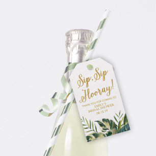 Tropical Palms Bridal Shower Wine Favour Tags