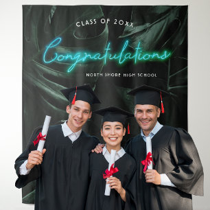 Tropical Palms Graduation Photo Booth Backdrop Tapestry