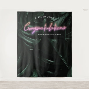 Tropical Palms Graduation Photo Booth Backdrop Tapestry