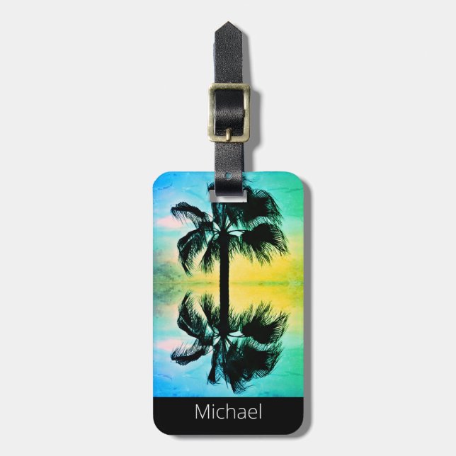 Tropical Palms in Vintage Style Luggage Tag (Front Vertical)