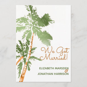 Tropical Palms Just Married Announcement Reception