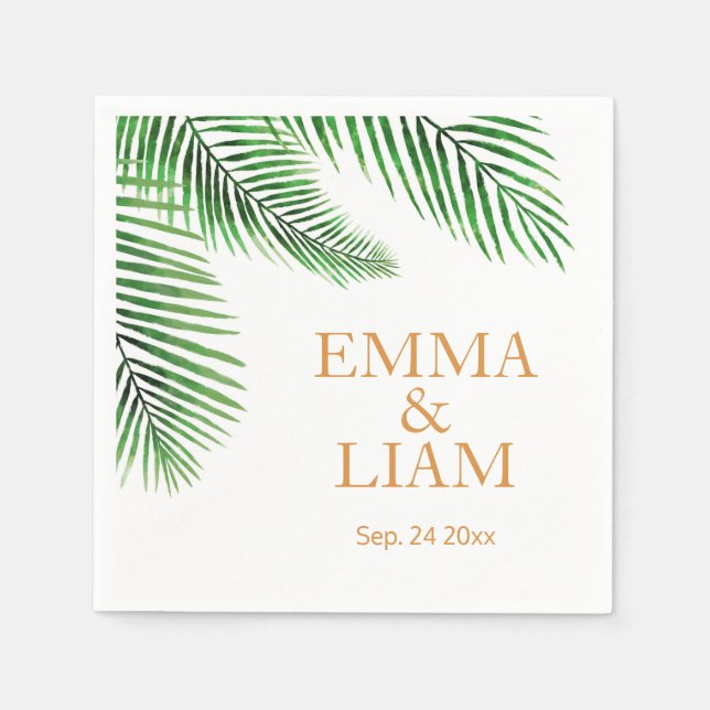 Tropical Palms Leaves Napkin (Front)