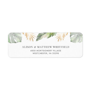 Tropical Palms Leaves Watercolor Return Address