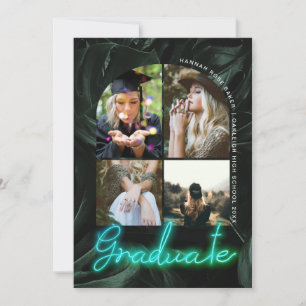 Tropical Palms Neon   Arched Graduation 4 Photo  Announcement