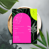 Tropical Palms Neon Arches Monogram Wedding