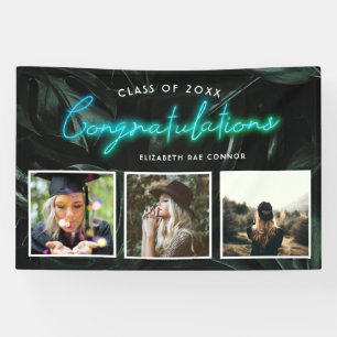 Tropical Palms Neon Lights   Graduation 3 Photo  Banner
