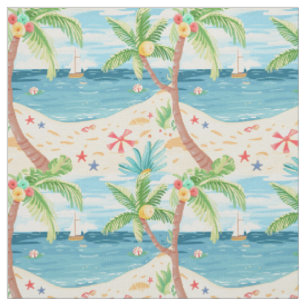 Tropical Palms & Ocean Summer Fabric