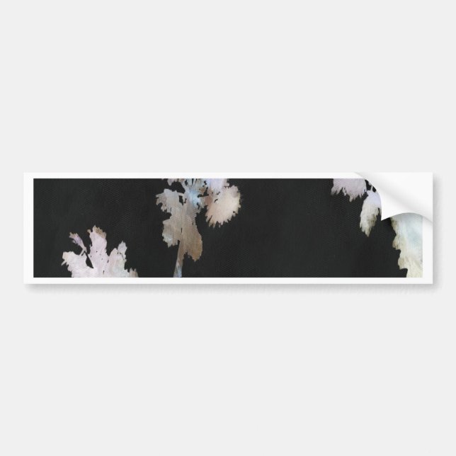 Tropical Palms On Black Background Bumper Sticker (Front)