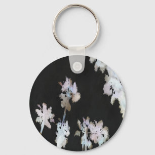 Tropical Palms On Black Background Key Ring