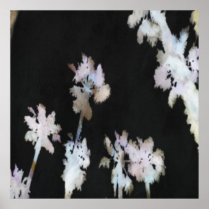 Tropical Palms On Black Background Poster