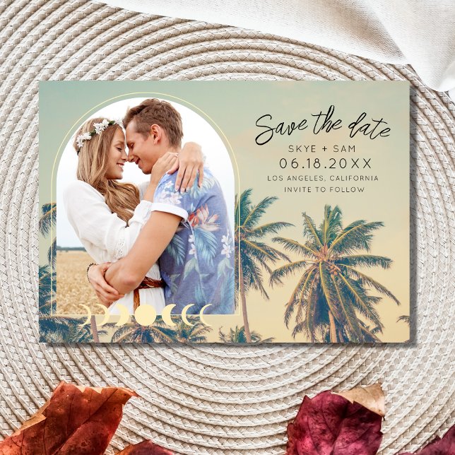 Tropical Palms Photo Beach Wedding  Save The Date (Creator Uploaded)