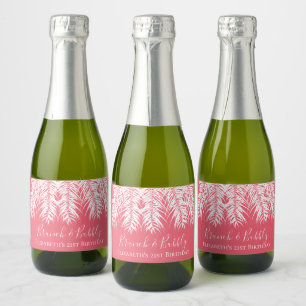 Tropical Palms Pink 21st Birthday Mini Sparkling Wine Label