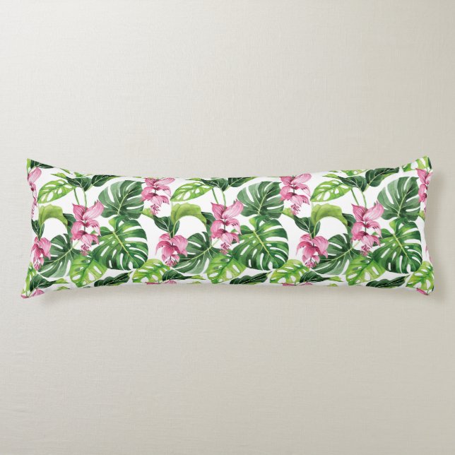 Tropical Palms Print Body Pillow (Front)
