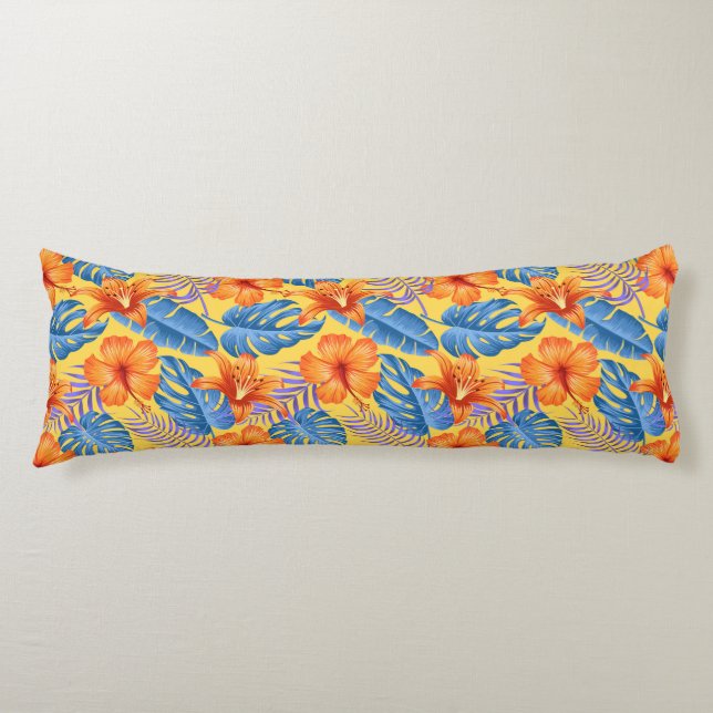 Tropical Palms Print Body Pillow (Front)