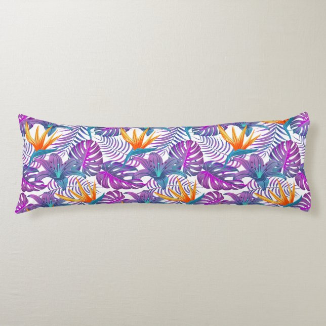 Tropical Palms Print Body Pillow (Front)