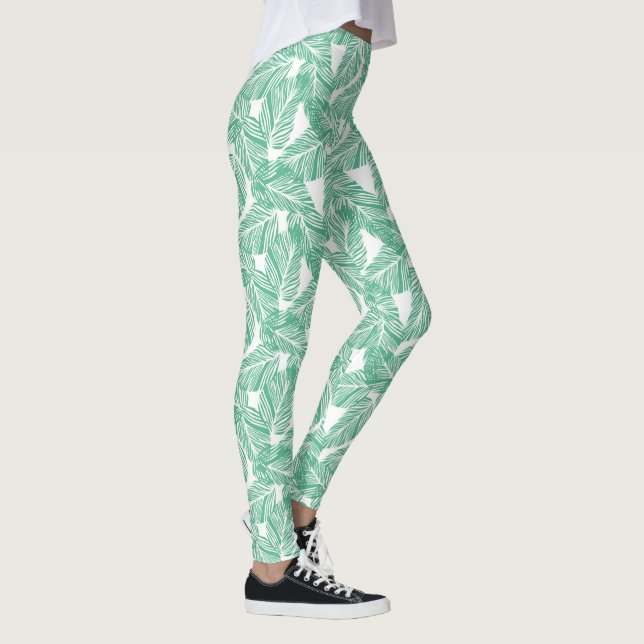  Tropical Palms Print Women's Leggings (Right)