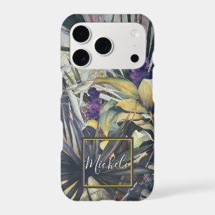 Tropical Palms Purple Hyacinths Monogram