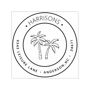 Tropical Palms Return Address Self-inking Stamp