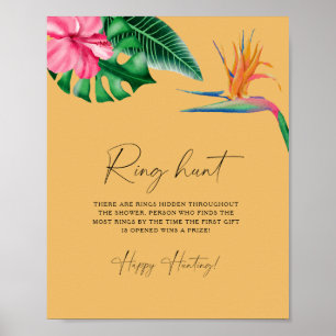 Tropical palms - Ring hunt bridal shower game Poster