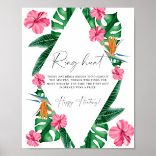 Tropical palms - Ring hunt bridal shower game Poster